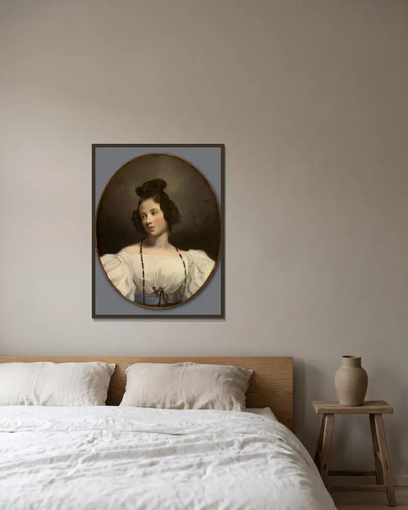 Fröken Alexandrine-Julie de la Boutraye av Eugène Delacroix inramad på en vägg