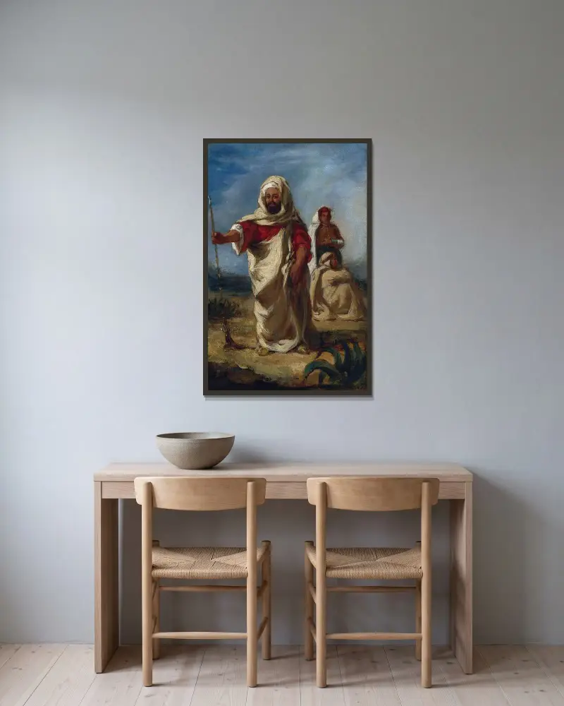 Moroccan Chieftain av Eugène Delacroix inramad på en vägg