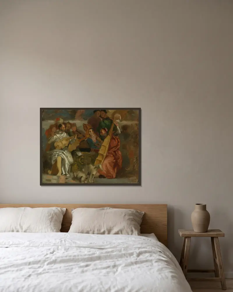 Musicians av Eugène Delacroix inramad på en vägg