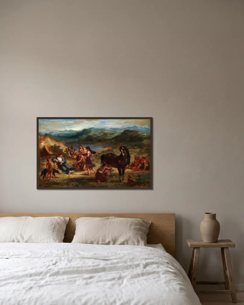 Ovidius bland skyterna av Eugène Delacroix inramad på en vägg