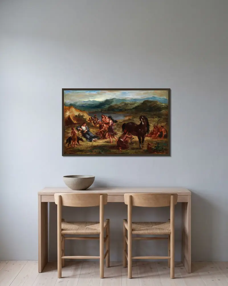 Ovidius bland skyterna av Eugène Delacroix inramad på en vägg