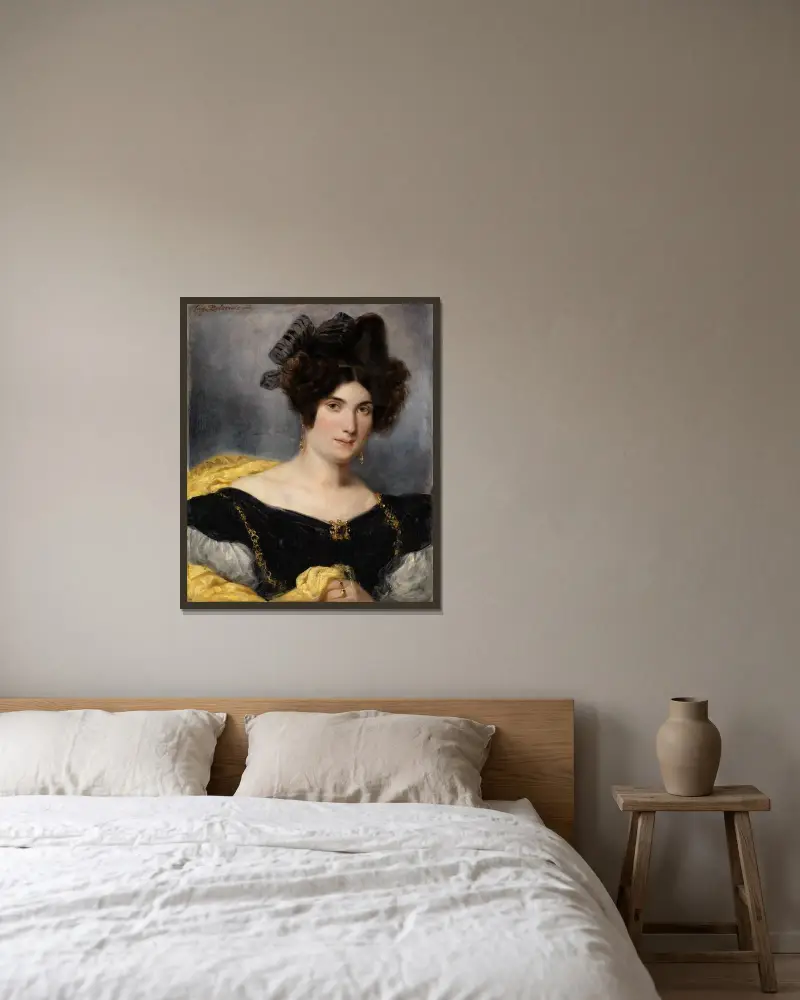 Portrét madame François Simon, Eugène Delacroix v rámu na stěně