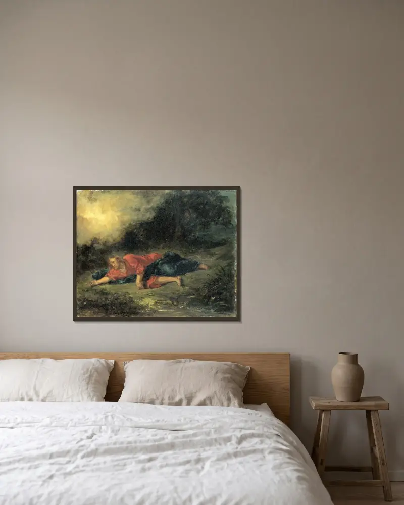 Christus am Ölberg, 1851 von Eugène Delacroix gerahmt an einer Wand