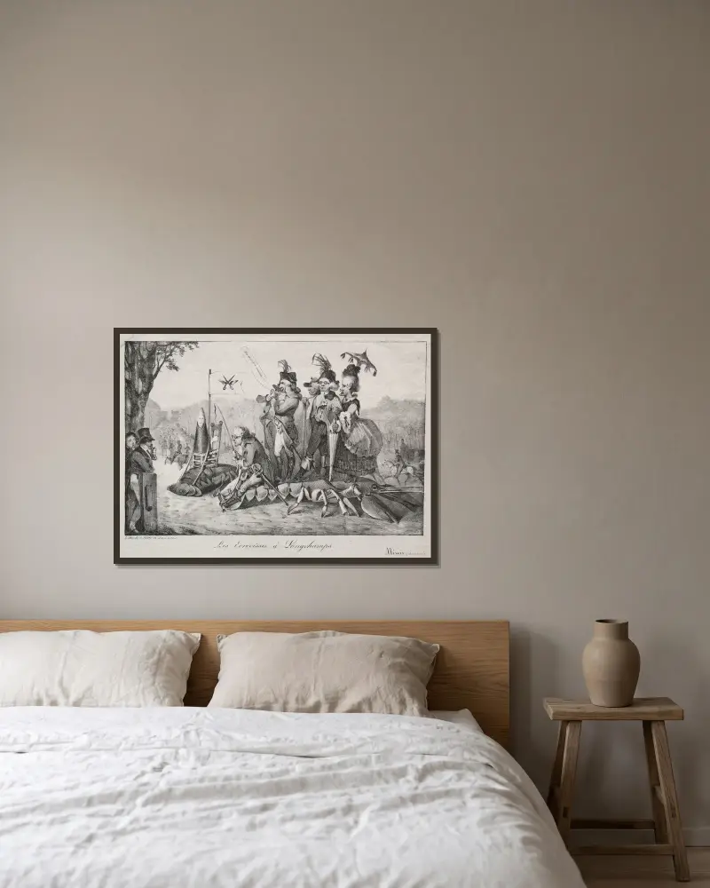 Kräftan från Longchamps av Eugène Delacroix inramad på en vägg
