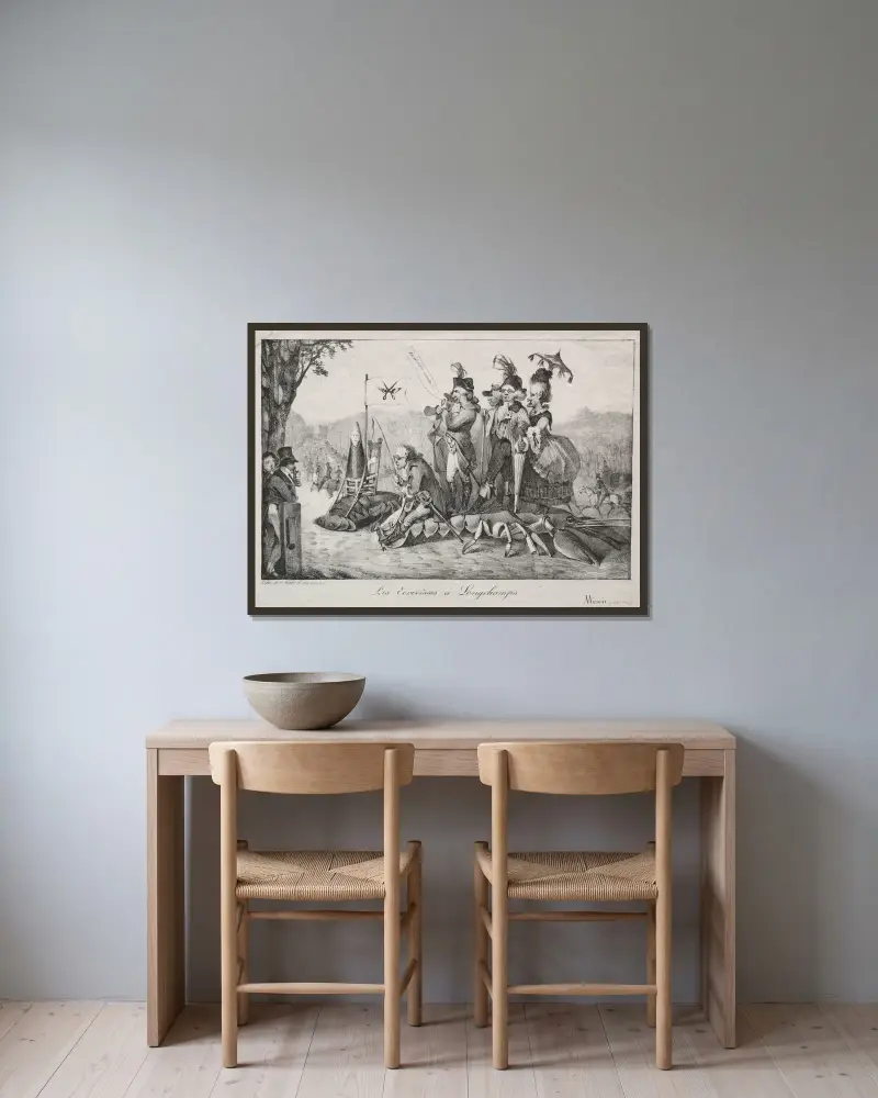 Kräftan från Longchamps av Eugène Delacroix inramad på en vägg