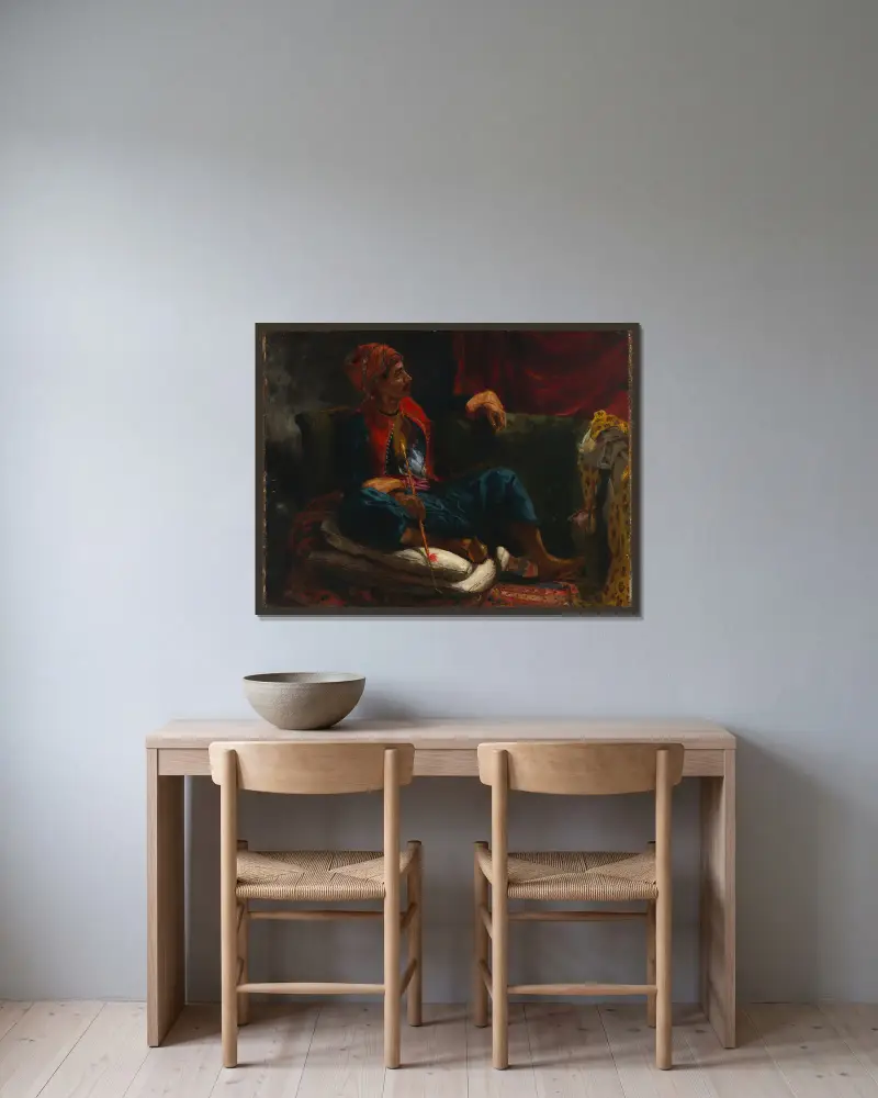 Der Raucher von Eugène Delacroix gerahmt an einer Wand
