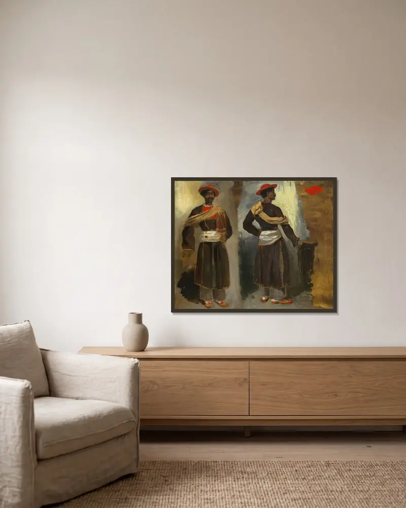 Dwa studia stojącego Indianina z Kalkuty, Eugène Delacroix w ramie na ścianie