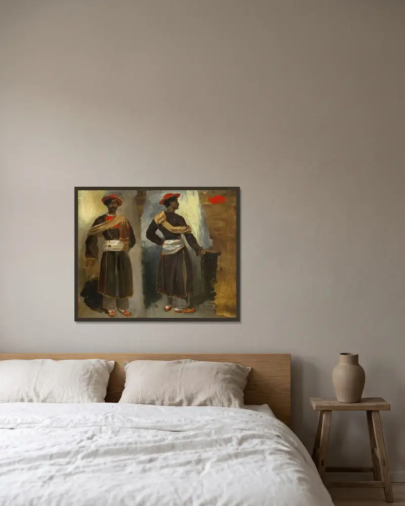 Dwa studia stojącego Indianina z Kalkuty, Eugène Delacroix w ramie na ścianie