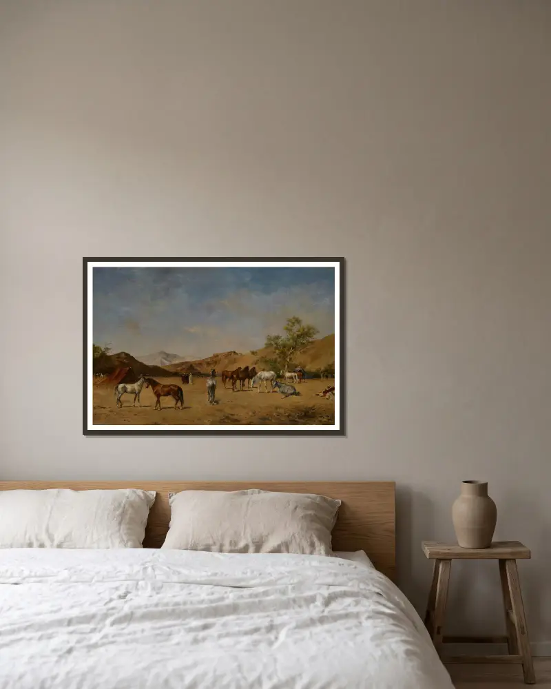 An Arabian Camp av Eugène Fromentin inramad på en vägg