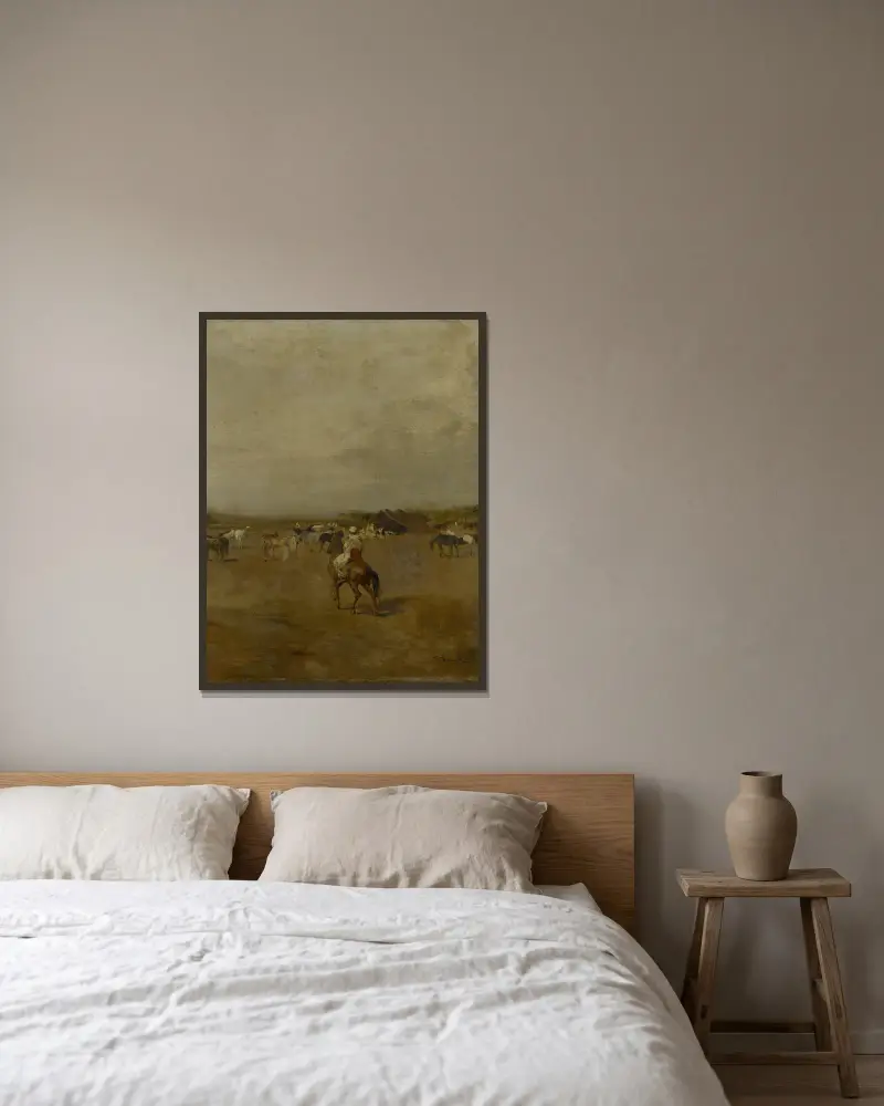 Arabisches Lager von Eugène Fromentin gerahmt an einer Wand