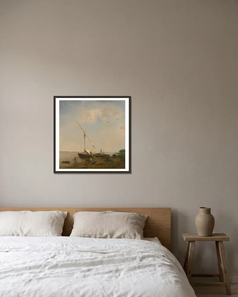 Feluke am Nil von Eugène Fromentin gerahmt an einer Wand