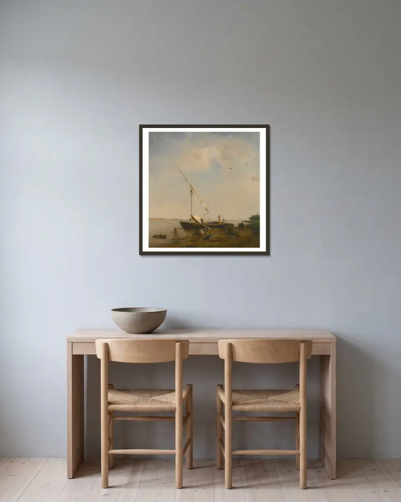 Feluke am Nil von Eugène Fromentin gerahmt an einer Wand