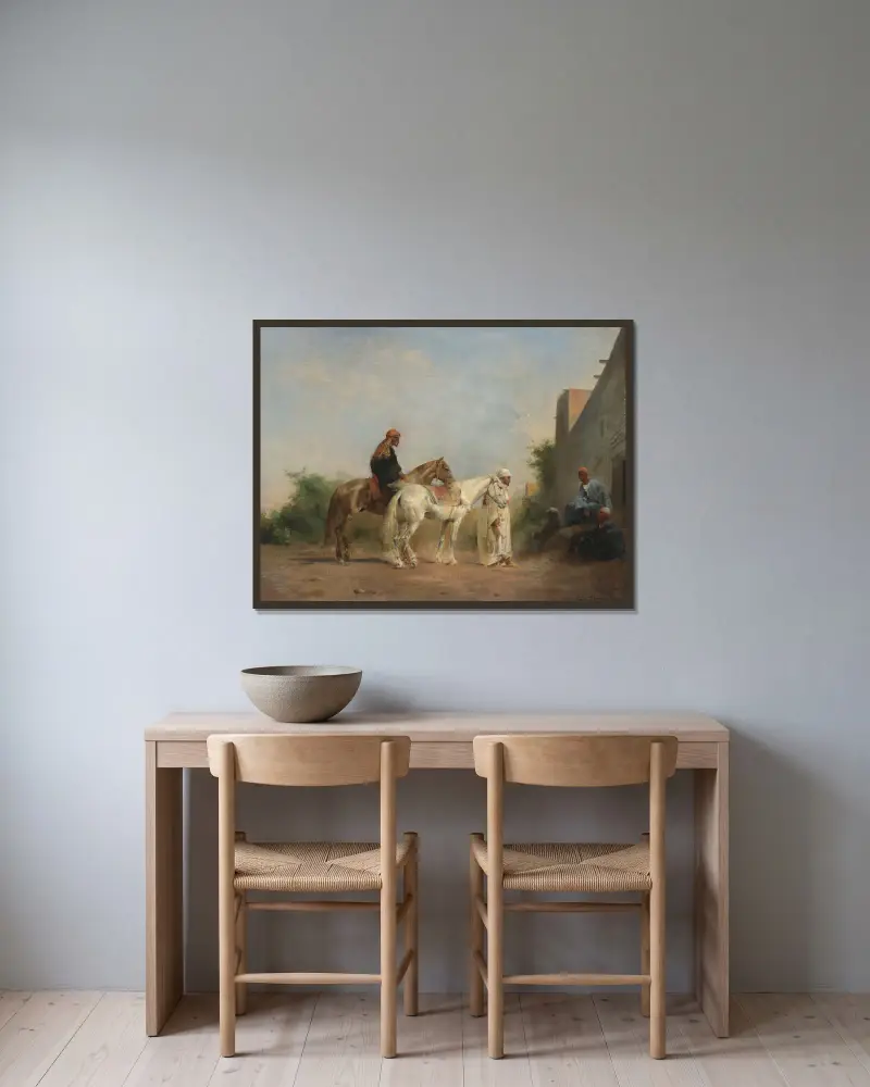 Horse traders av Eugène Fromentin inramad på en vägg