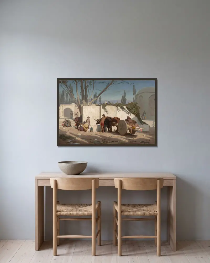 La fontaine av Eugène Fromentin inramad på en vägg
