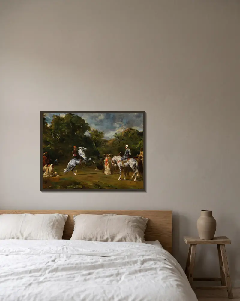 The Horse Fair av Eugène Fromentin inramad på en vägg