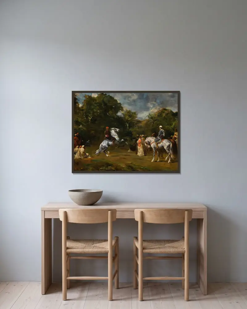 The Horse Fair av Eugène Fromentin inramad på en vägg