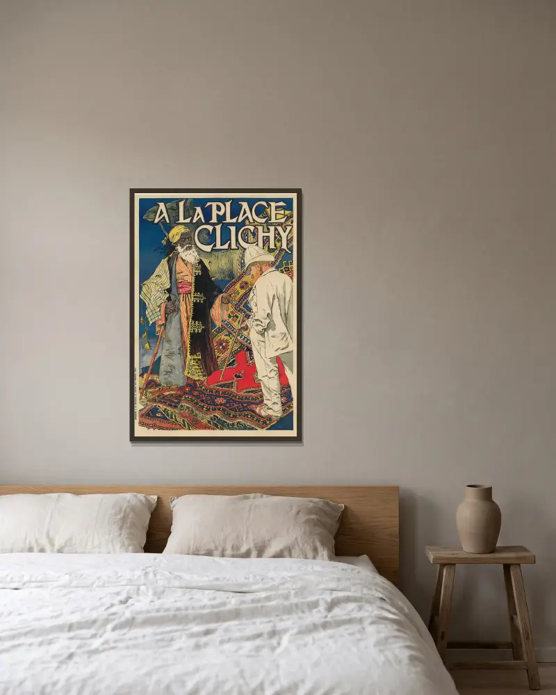 A la Place Clichy. Måndag 14 september – franska och orientaliska mattor av Eugène Grasset inramad på en vägg