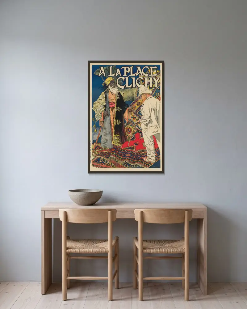 A la Place Clichy. Måndag 14 september – franska och orientaliska mattor av Eugène Grasset inramad på en vägg