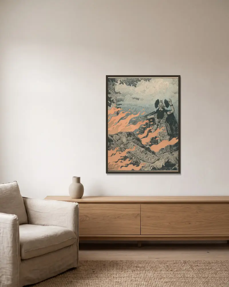 Plakat für Die Walküre von Richard Wagner von Eugène Grasset gerahmt an einer Wand
