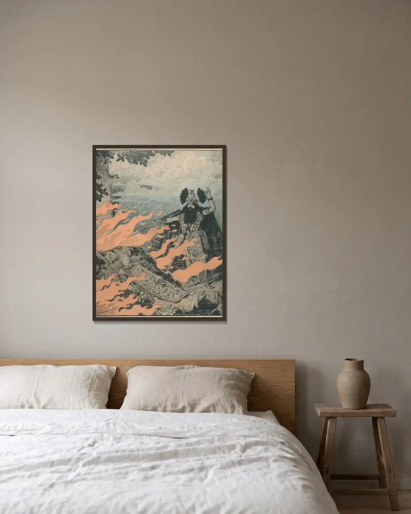 Plakat für Die Walküre von Richard Wagner von Eugène Grasset gerahmt an einer Wand