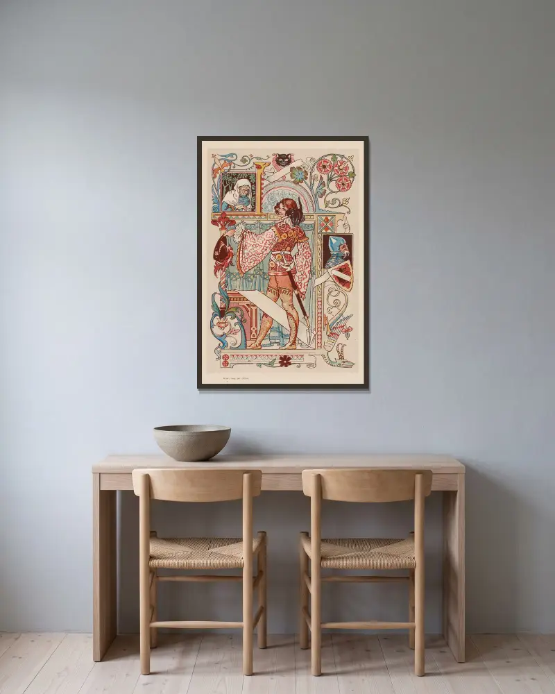 Rycerz w iluminacji, Eugène Grasset w ramie na ścianie