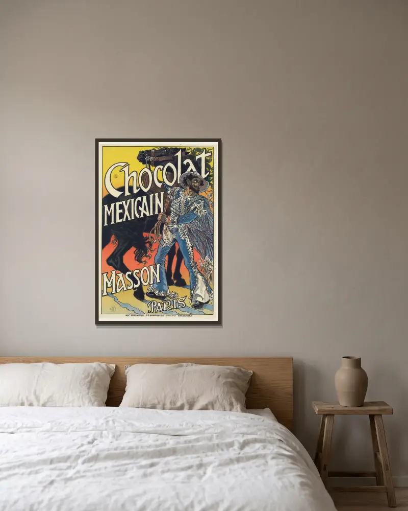 Chocolat mexicain Masson, Paris av Eugène Grasset inramad på en vägg