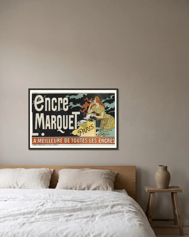 Encre L. Marquet, Paris. La meilleure de toutes les encres av Eugène Grasset inramad på en vägg