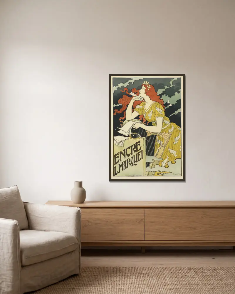 Encre L. Marquet von Eugène Grasset gerahmt an einer Wand