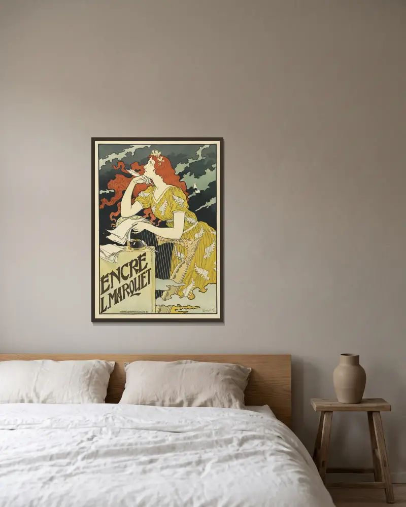 Encre L. Marquet von Eugène Grasset gerahmt an einer Wand