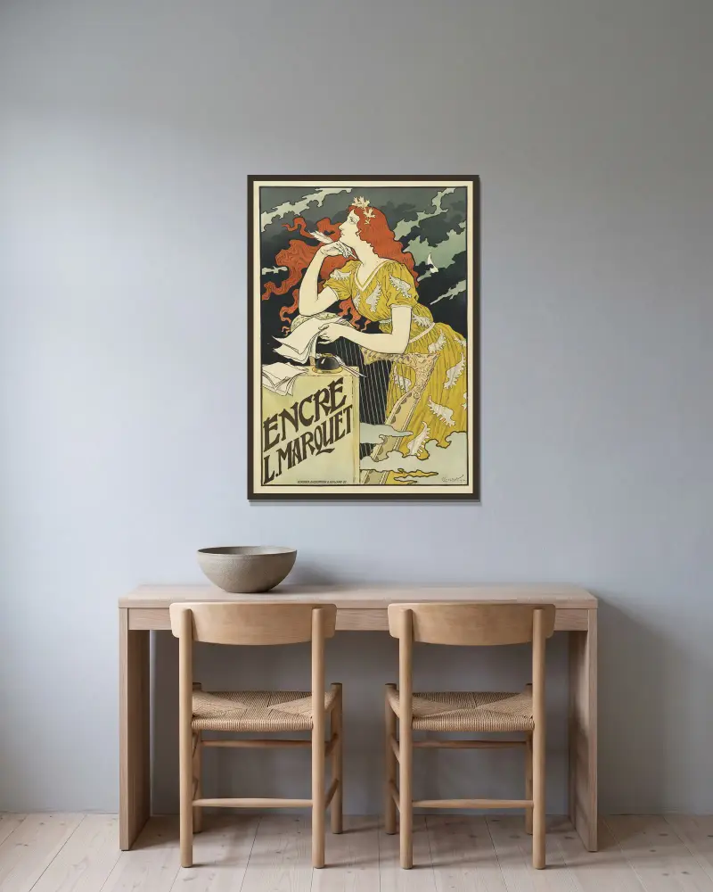 Encre L. Marquet von Eugène Grasset gerahmt an einer Wand