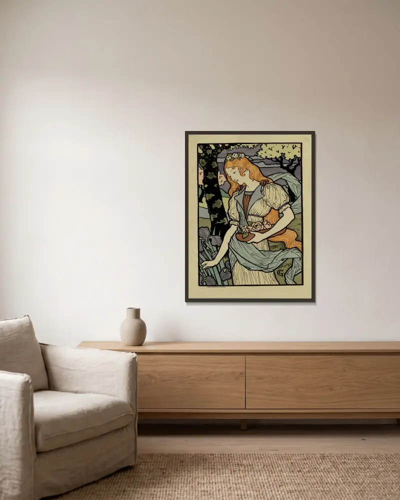 Utställning av konstnärer-dekoratörer, London, Grafton Gallery av Eugène Grasset inramad på en vägg
