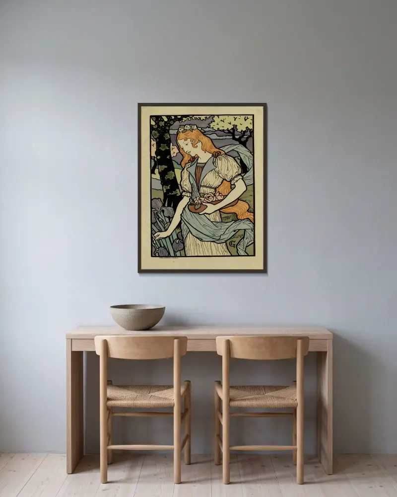 Utställning av konstnärer-dekoratörer, London, Grafton Gallery av Eugène Grasset inramad på en vägg