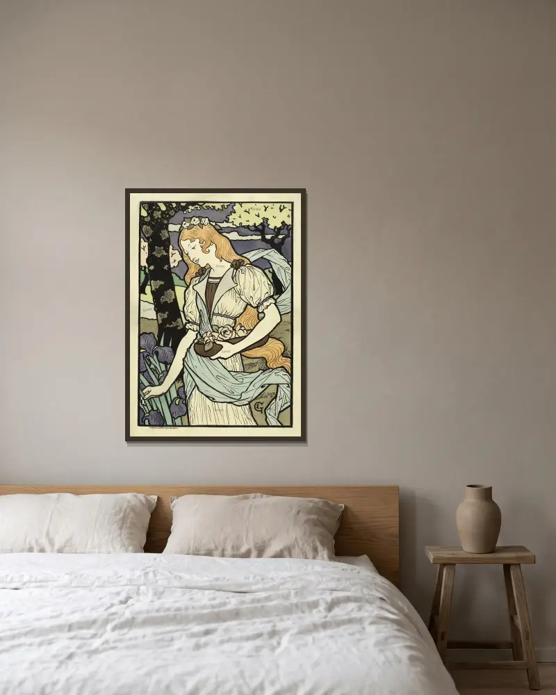 Exposition des artistes-décorateurs av Eugène Grasset inramad på en vägg