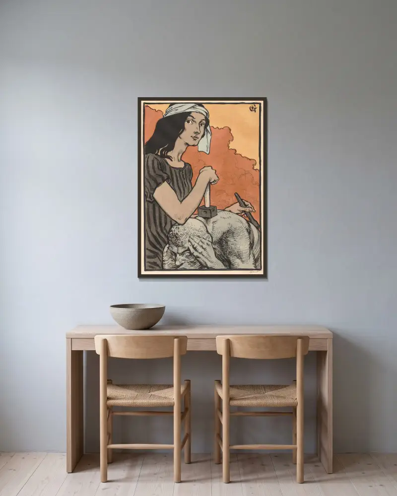 Sochařka, Eugène Grasset v rámu na stěně