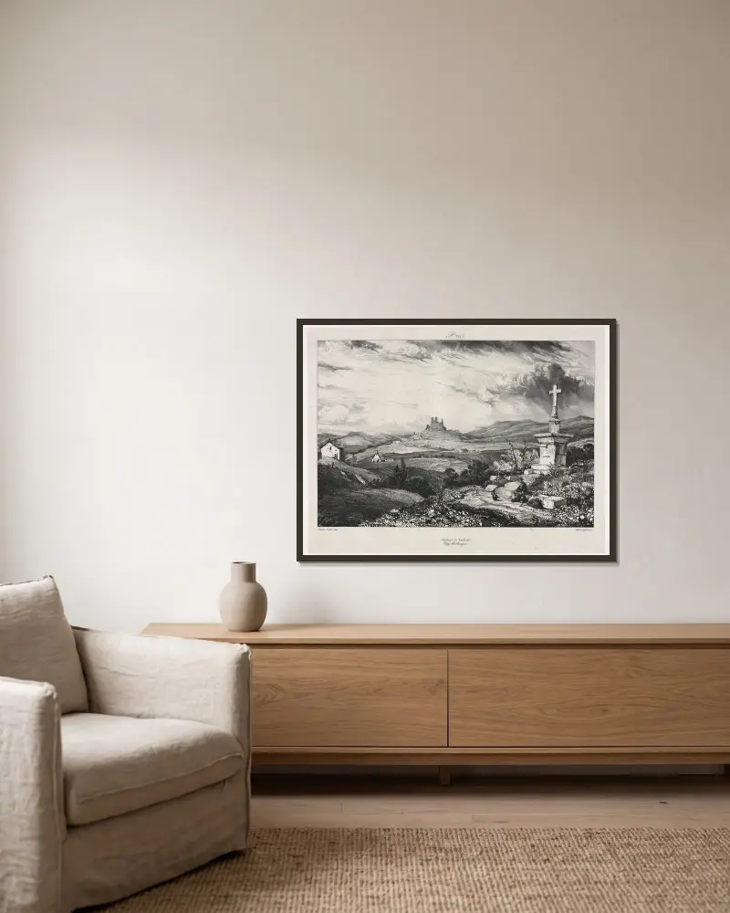 Schloss Larderole von Eugène Isabey gerahmt an einer Wand