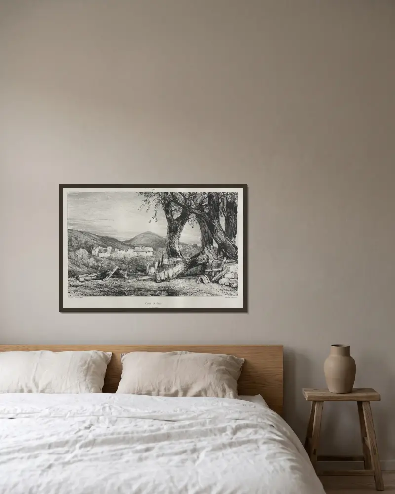 Gorge of Royat av Eugène Isabey inramad på en vägg