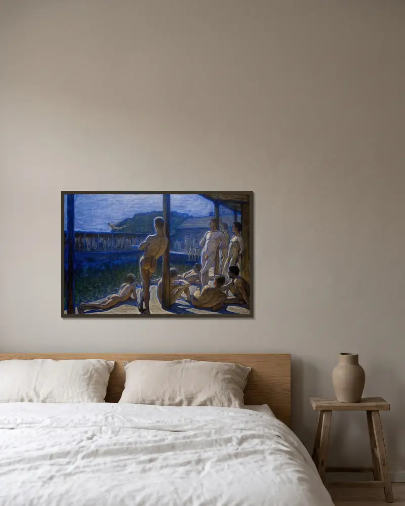Marinebadehaus von Eugène Jansson gerahmt an einer Wand