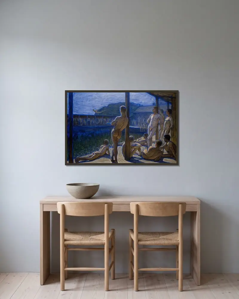 Marinebadehaus von Eugène Jansson gerahmt an einer Wand