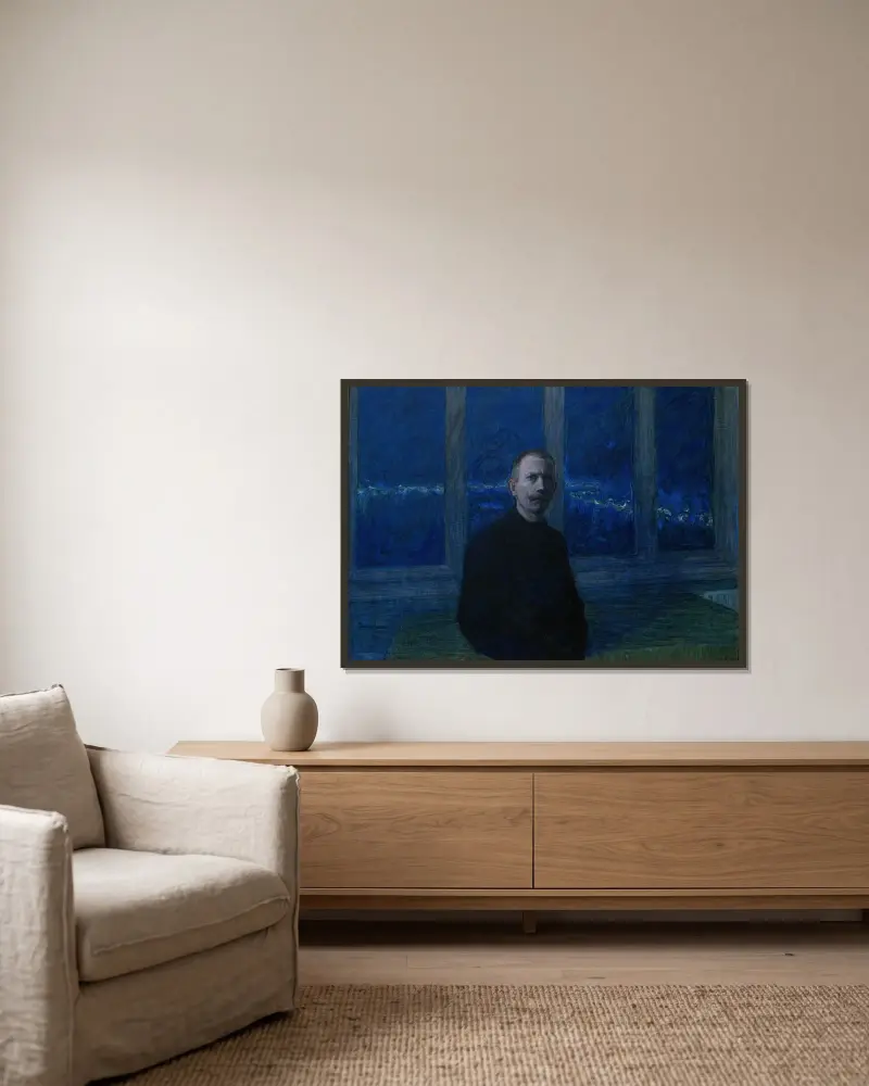 Self-portrait, Eugène Jansson v rámu na stěně