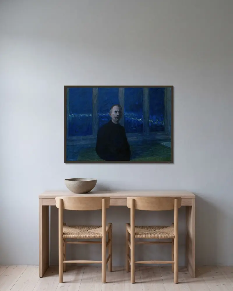Self-portrait, Eugène Jansson v rámu na stěně