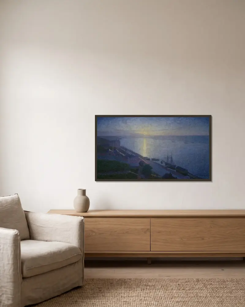 Sonnenuntergang von Eugène Jansson gerahmt an einer Wand