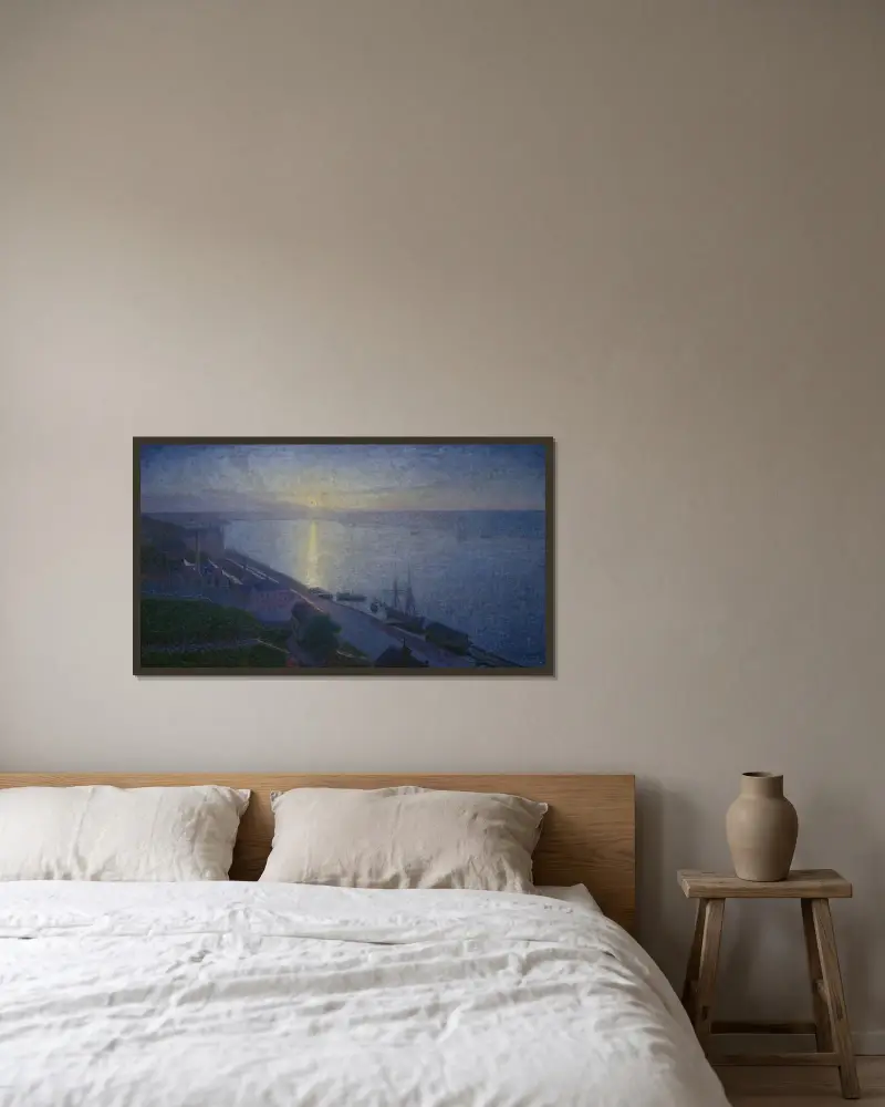 Sonnenuntergang von Eugène Jansson gerahmt an einer Wand