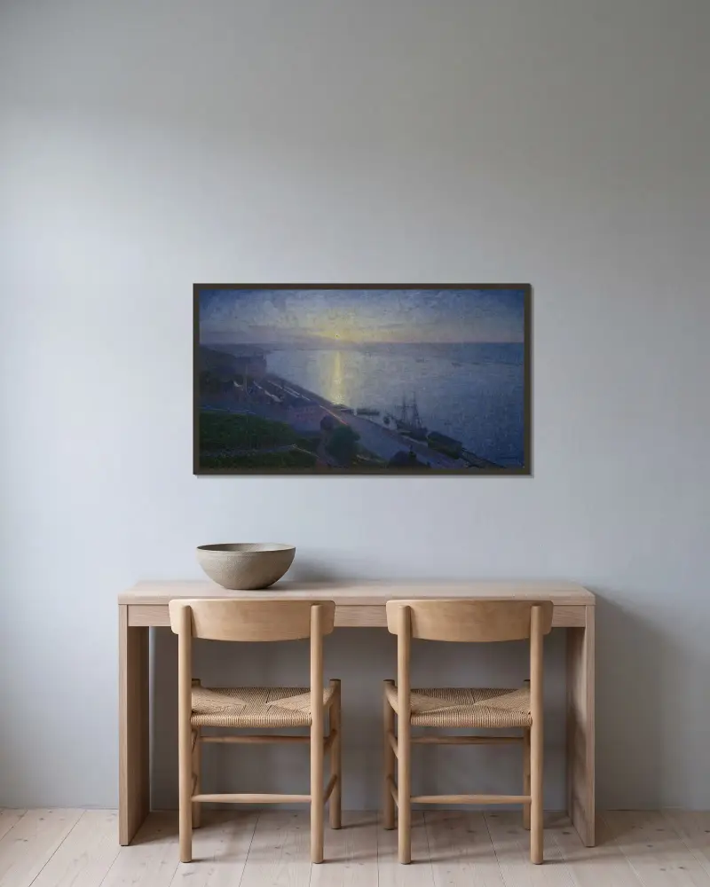 Sonnenuntergang von Eugène Jansson gerahmt an einer Wand