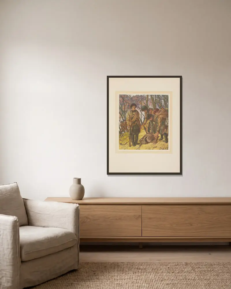 Hadschi Murat Taf. 07 von Eugene Lanceray gerahmt an einer Wand