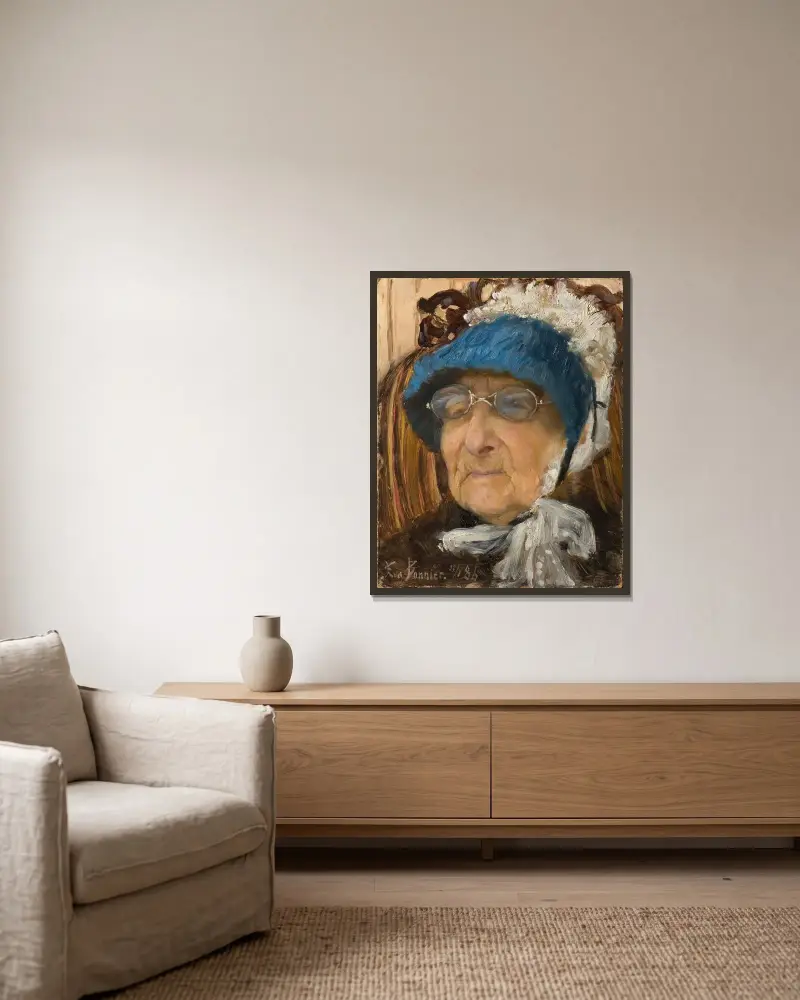 Gammal farmor av Eva Bonnier inramad på en vägg