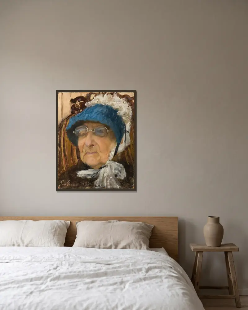 Gammal farmor av Eva Bonnier inramad på en vägg