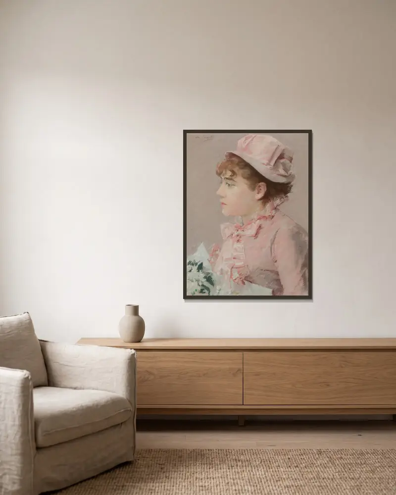 Die Ehrendame von Eva Gonzalès gerahmt an einer Wand