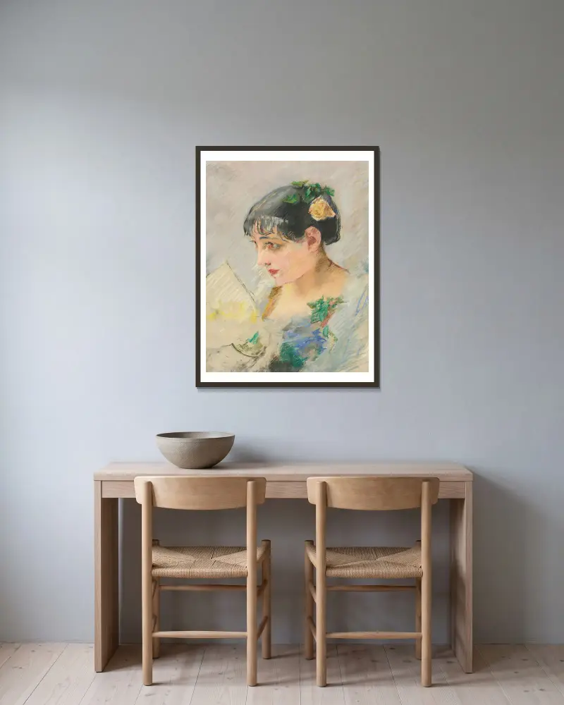 Hiszpanka (Portret modystki), Eva Gonzalès w ramie na ścianie
