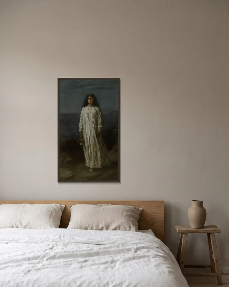 A Somnambulist av Sir John Everett Millais inramad på en vägg