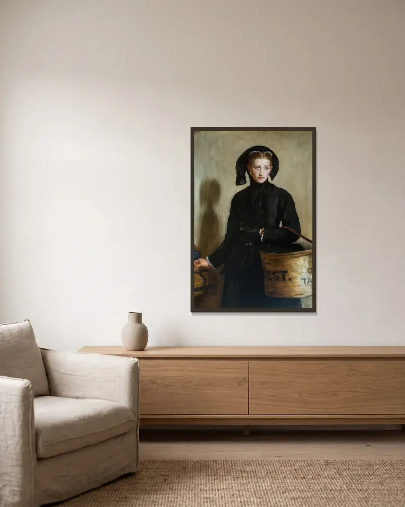 A Widow’s Mite av Sir John Everett Millais inramad på en vägg